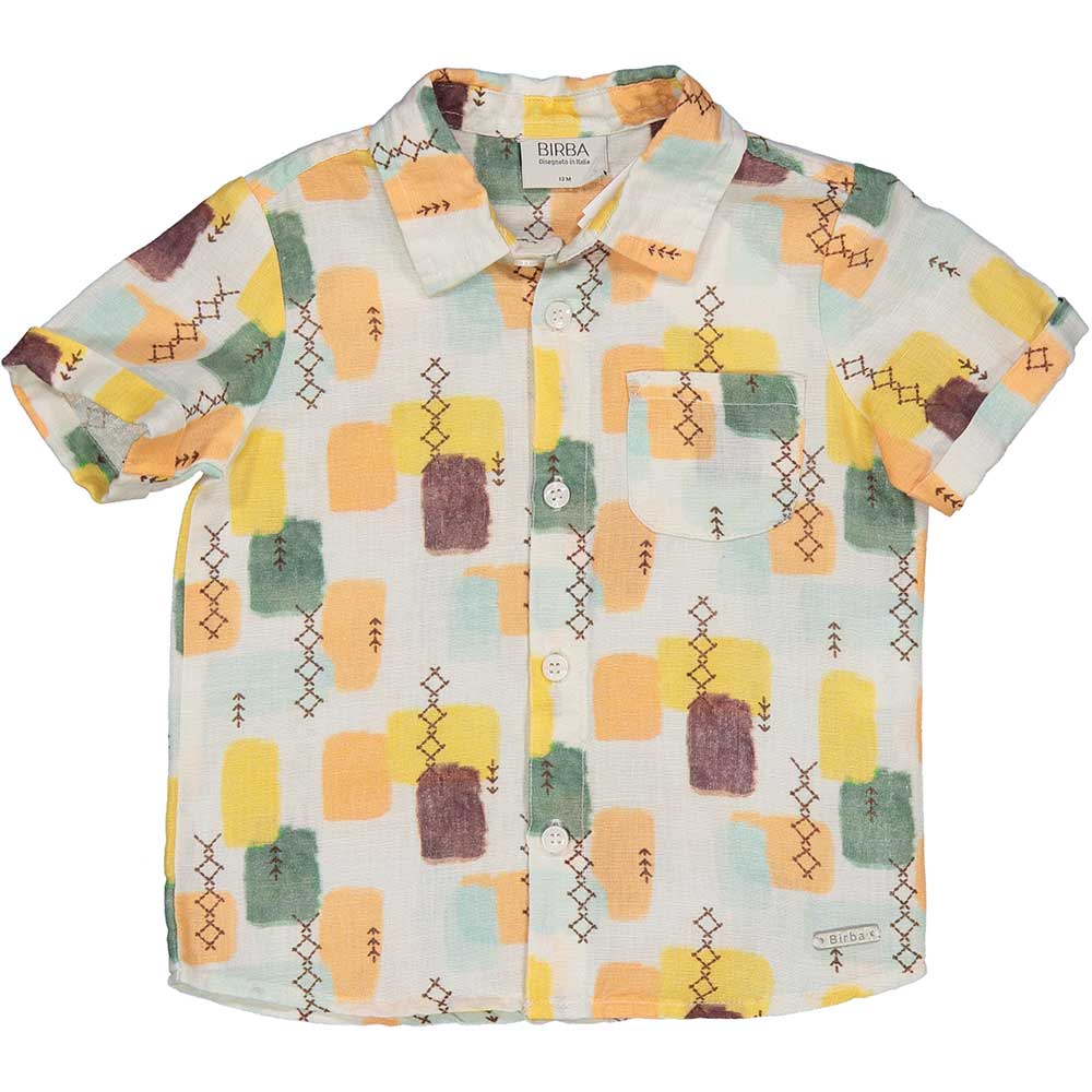 
Camicia della Linea Abbigliamento Bambino Birba, a maniche corte e con fantasia geometrica a col...