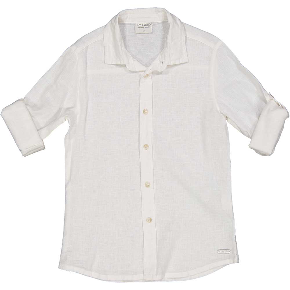 
Camicia in misto lino della Linea Abbigliamento Bambino Trybeyond, con modello regolare e manich...