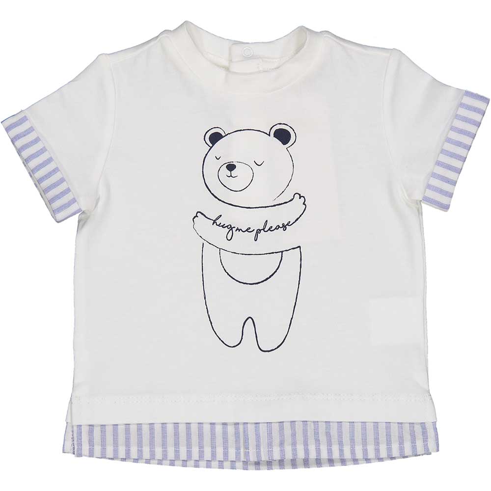 
T-Shirt aus der Birba Baby Clothing Line, kurzärmlig, mit aufgedrucktem Teddybär auf der Vorders...