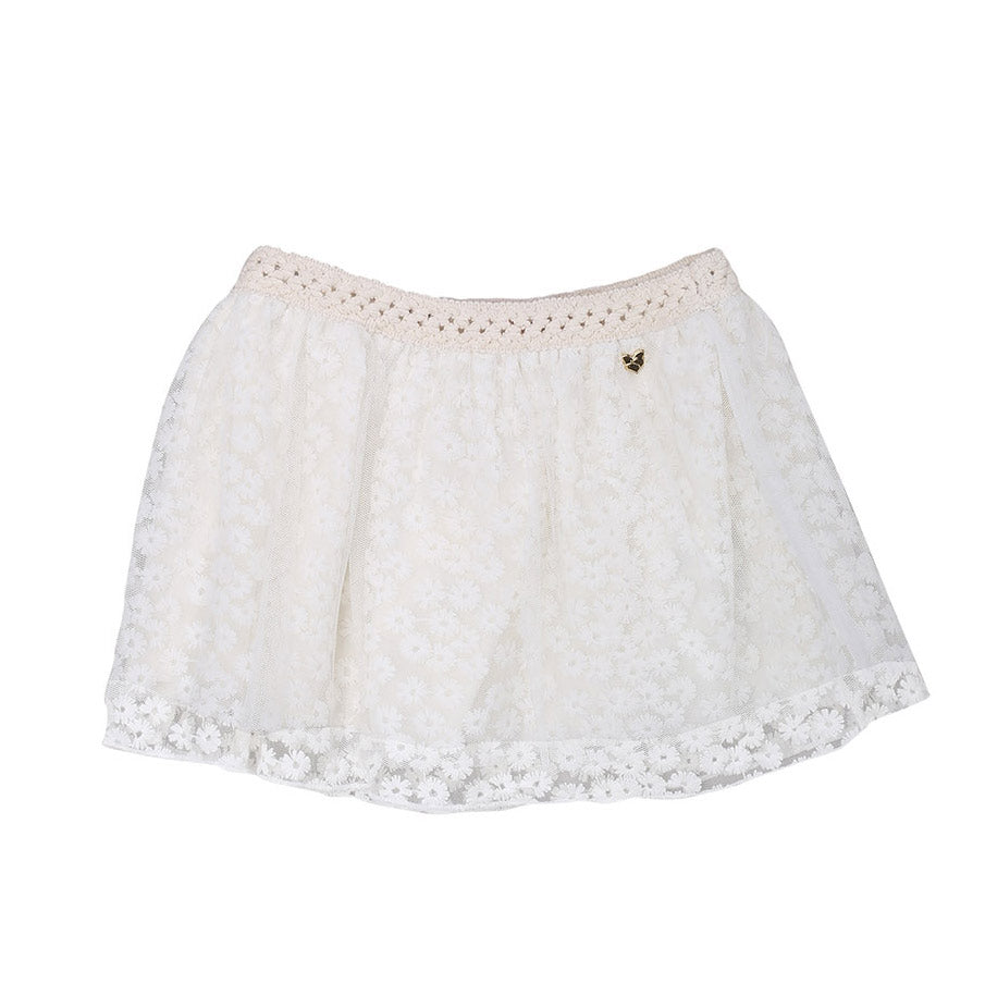
  Gonna della linea abbigliamento bambina Fracomina Mini, color rosa corallo in tulle
  traforat...