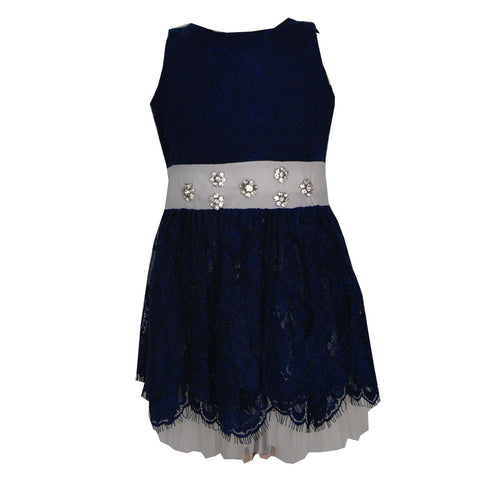 LACE DRESS BLUE - FRACOMINA - Sesso: Bambina - Colore: Blu - Stagione: Primavera-Estate