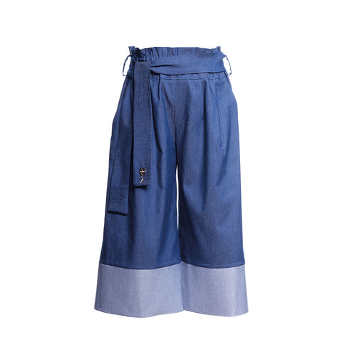 PALAZZO PANT BLUEWASH - FRACOMINA - Sesso: Bambina - Colore: uni - Stagione: Primavera-Estate