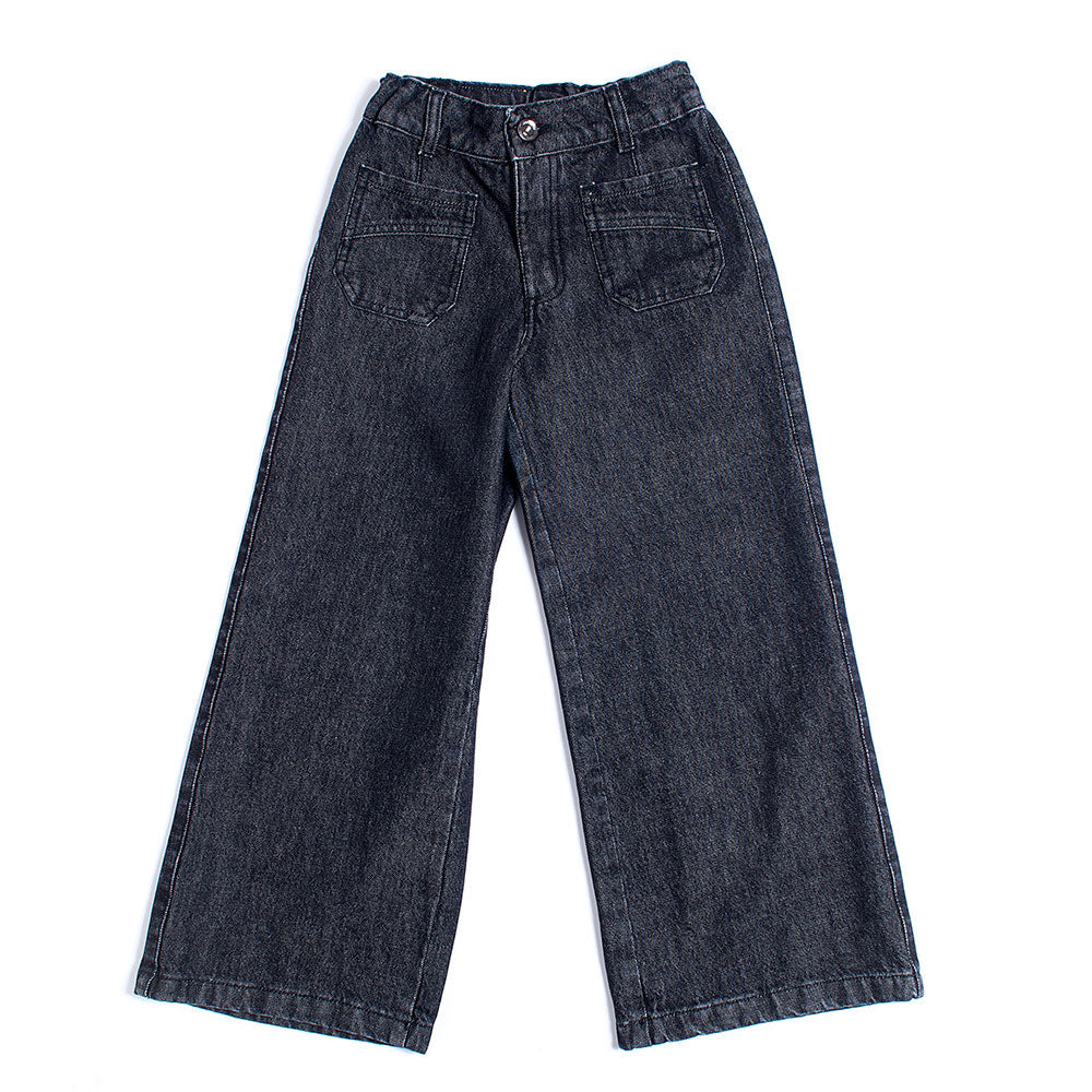 Pantalon en denim de la ligne vêtements pour fille Fracomina Mini, avec un modèle palazzo et de g...