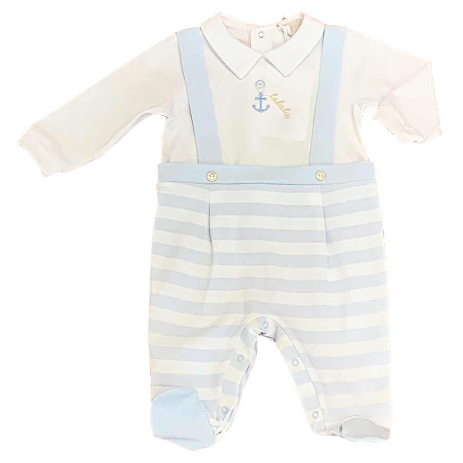 Combinaison de la ligne Lalalu pour enfant avec un motif rayé sympathique et des broderies sur le...