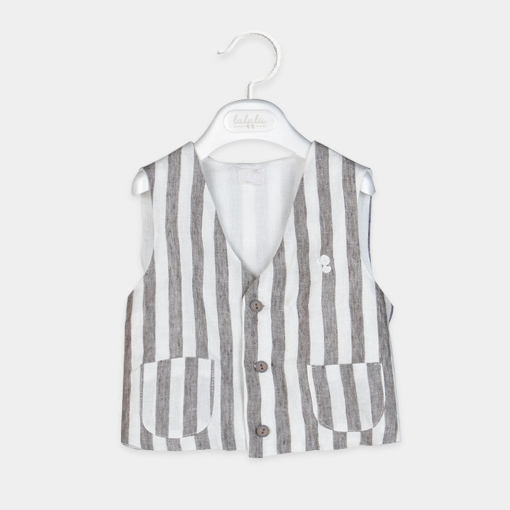 Scopri il nostro elegante gilet in lino della linea Lalalù, perfetto per le occasioni speciali de...