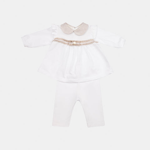 Completo jersey neonata - LALALU - Sesso: Bambina - Colore: Bianco - Stagione: Primavera-Estate