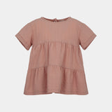 Campioncina in cotone rosa per bambina, con design a balze