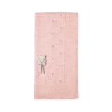 Copertina rosa chiaro per neonato con piccoli dettagli decorativi e morbido tessuto lavorato a maglia