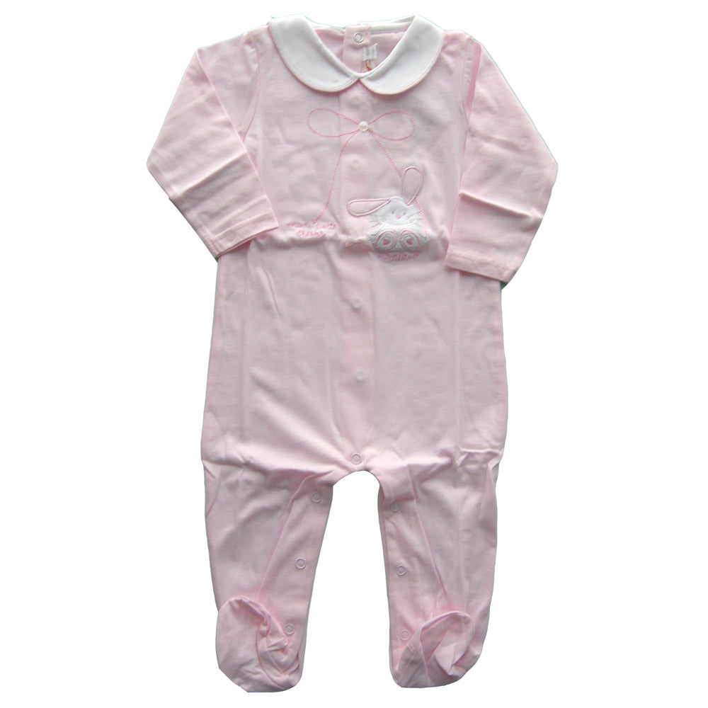 Combinaison avec pieds de la ligne vêtements fille Mirtillo. Uni avec col et application en tissu...