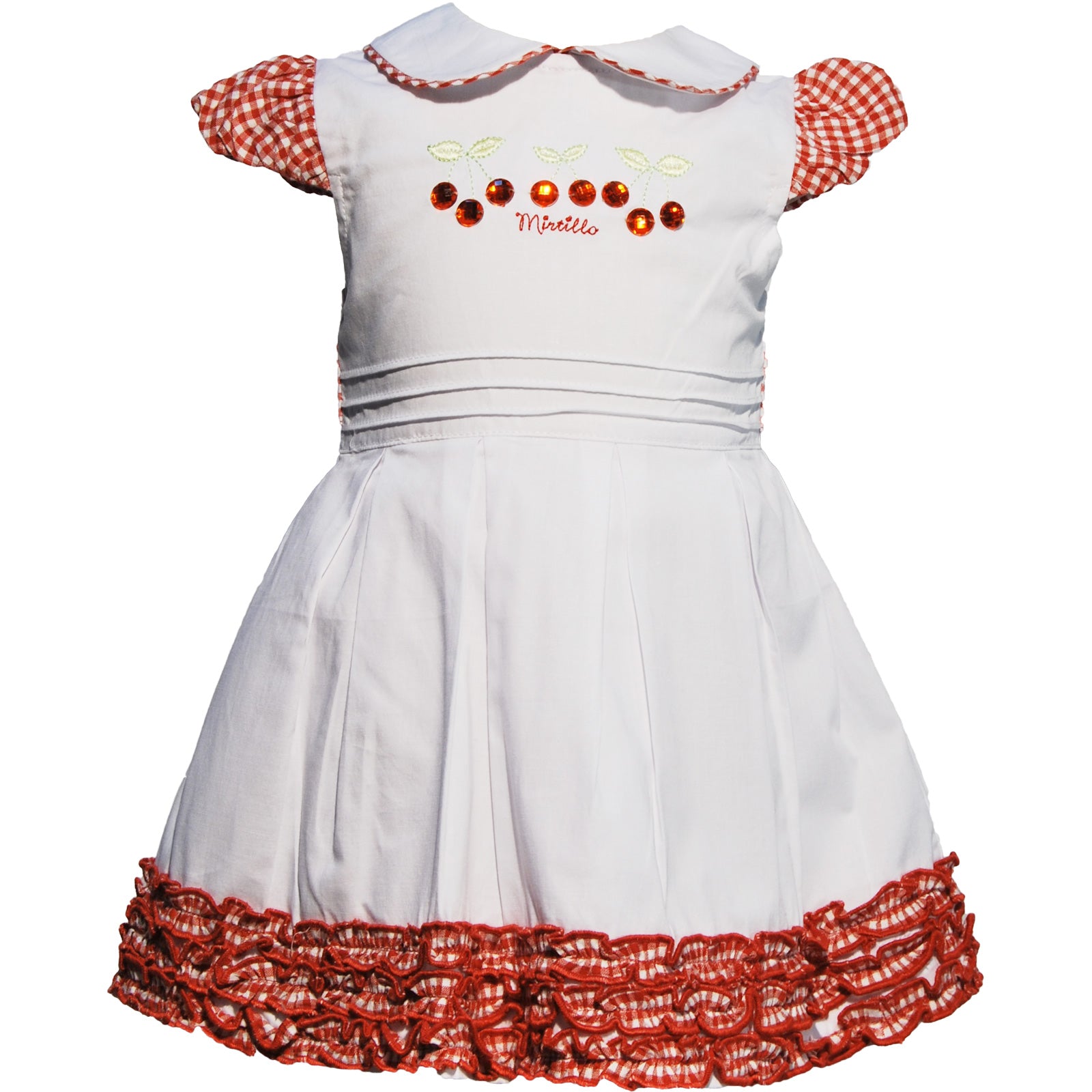 Robe en popeline de la ligne vêtements pour fille Mirtillo avec jupon en organza, manches et bas ...