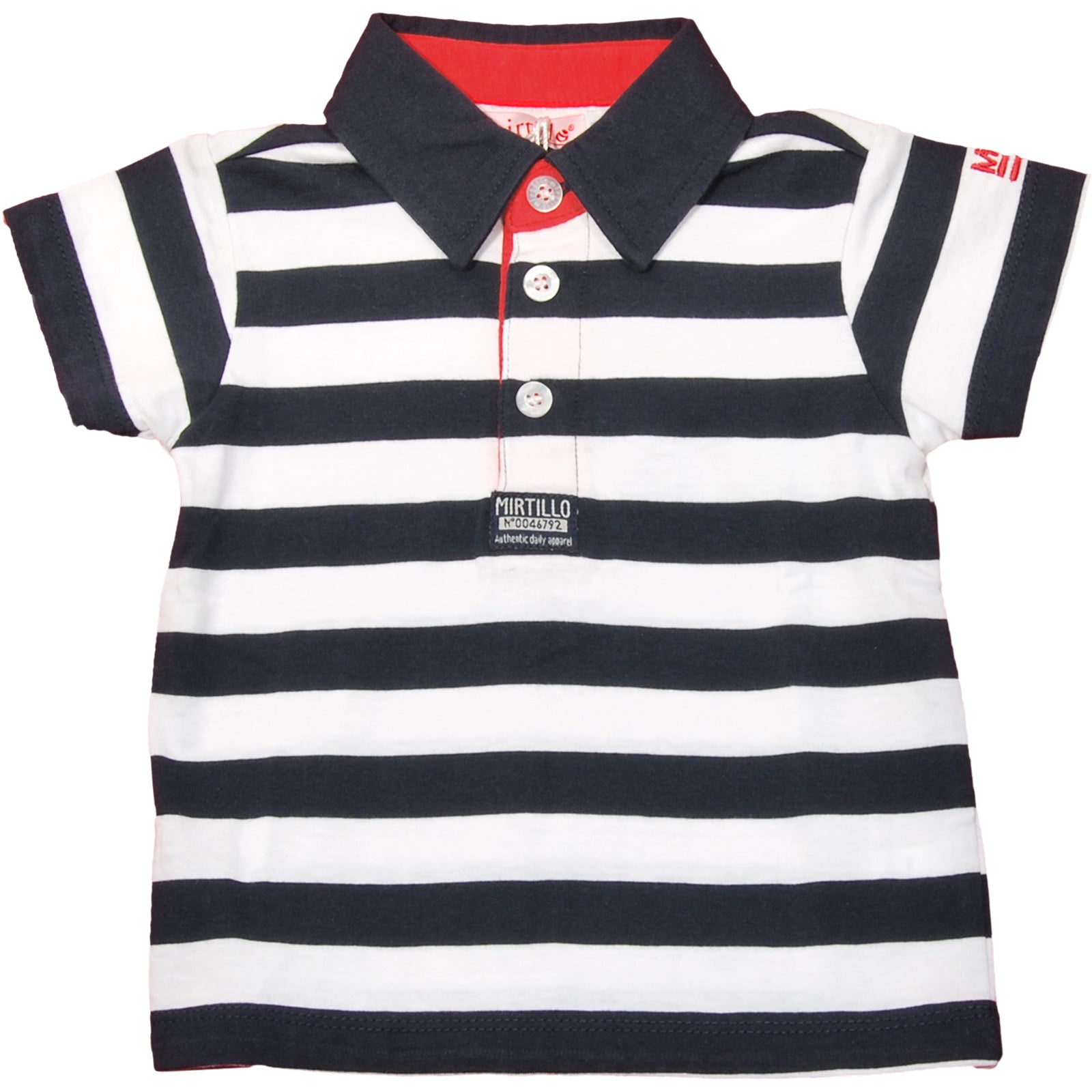 Polo manches courtes de la ligne de vêtements pour enfants Mirtillo en jersey de coton, motif ray...