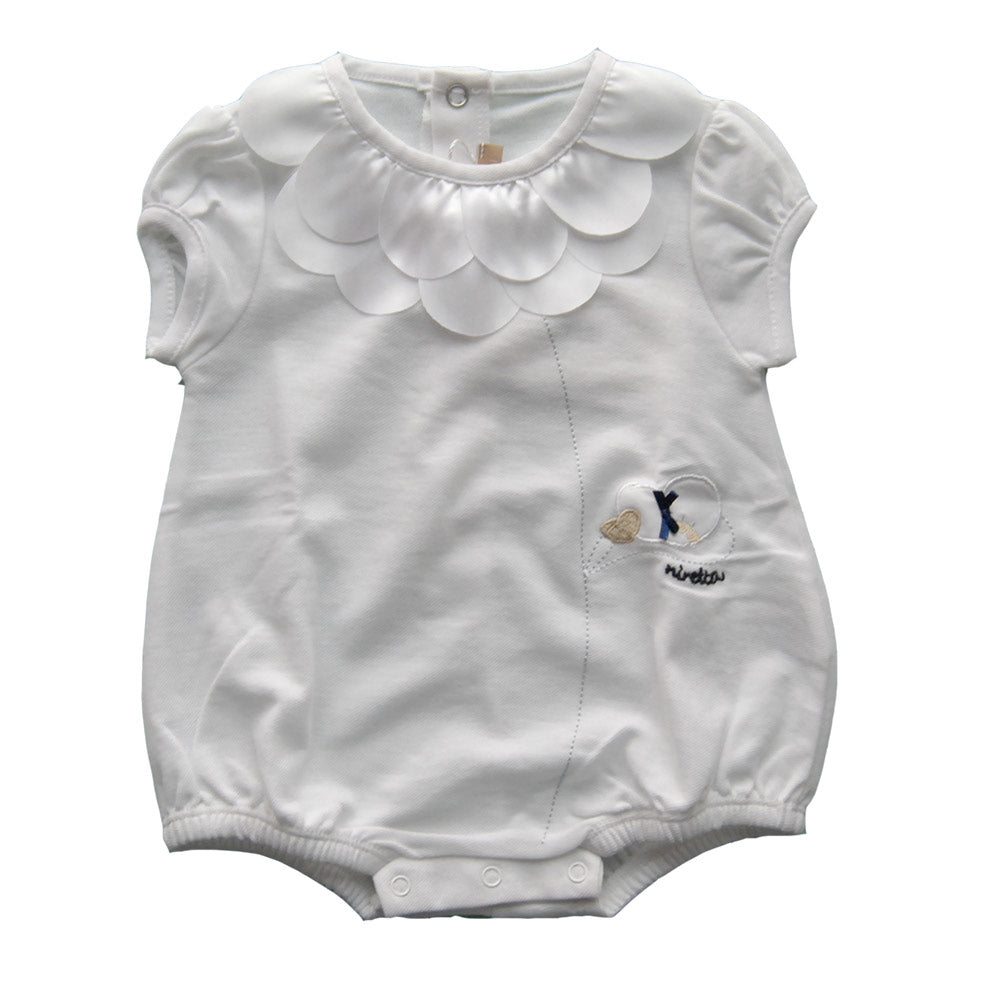 Barboteuse en piqué de la ligne vêtements fille Ninetta. Uni avec
  impression et application en ...