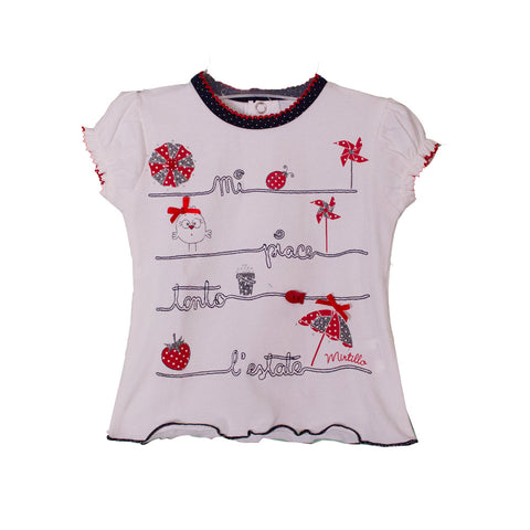 T-SHIRT M/C JERSEY - MIRTILLO - Sesso: Bambina - Colore: Bianco - Stagione: Primavera-Estate