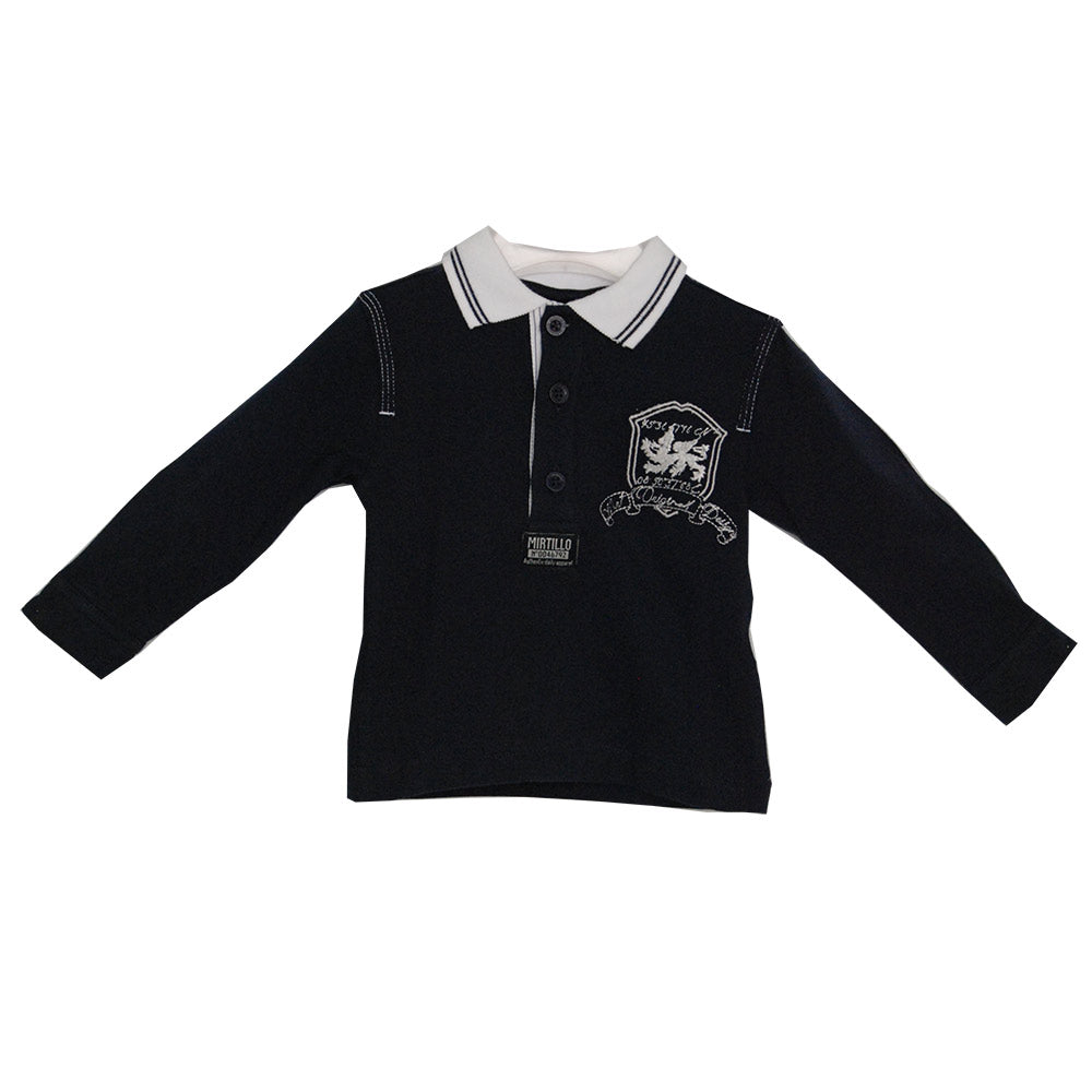 
  Polo a manica lunga della linea abbigliamento bambino Mirtillo. Tinta unita con
  colletto e r...