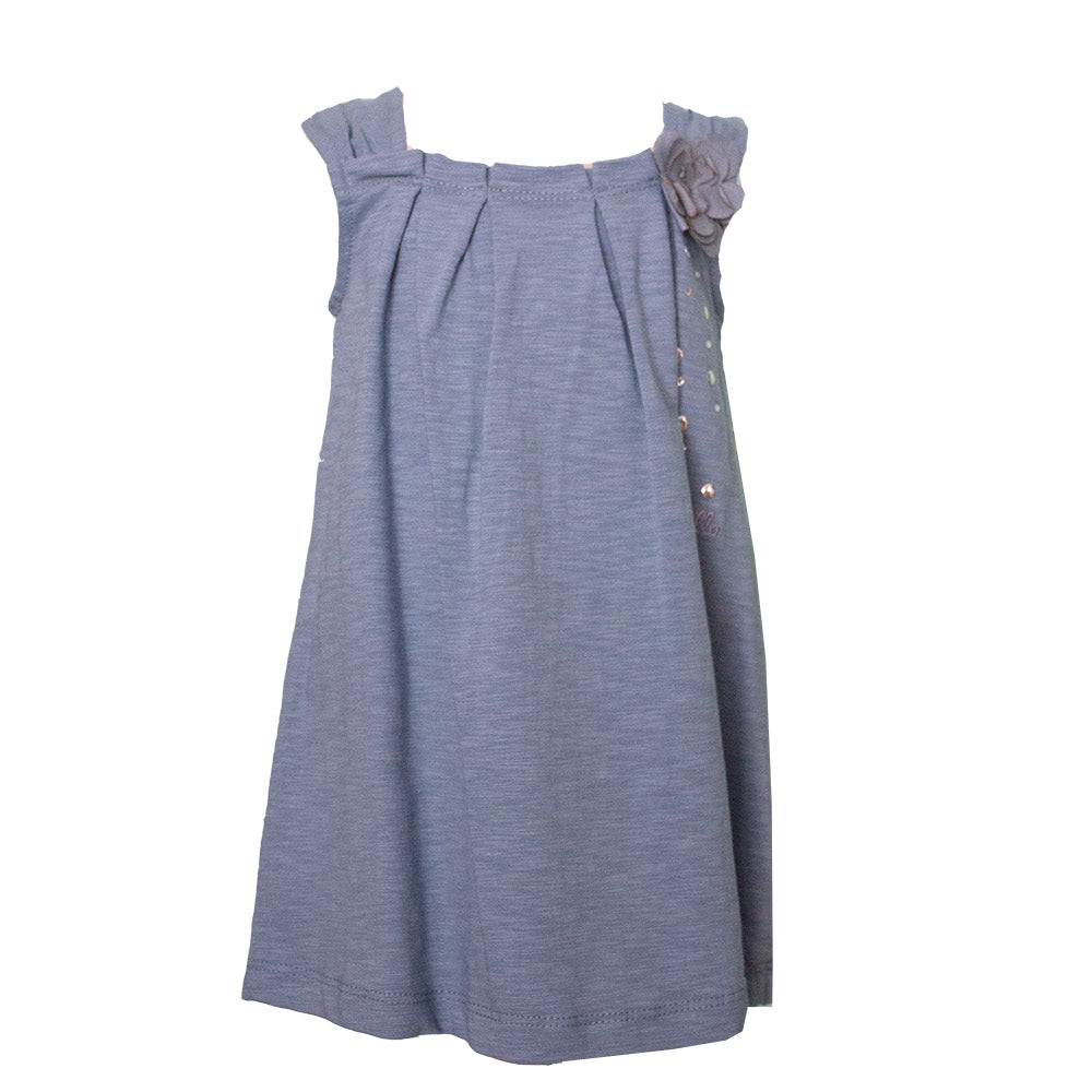 
  Kleid aus der Kinderbekleidungslinie Mirtillo aus geripptem Jersey. Uni mit Falten. Aufgesetzt...