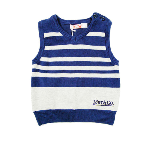 GILET TRICOT SCOLLO V - MIRTILLO - Colore: Blu - Stagione: Primavera-Estate