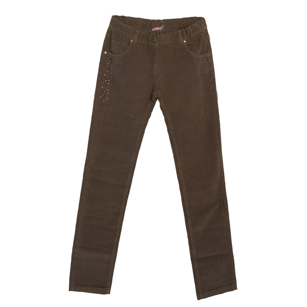 Pantalon en velours côtelé de la ligne de vêtements pour fille Mirtillo. Couleur unie
  modèle ci...