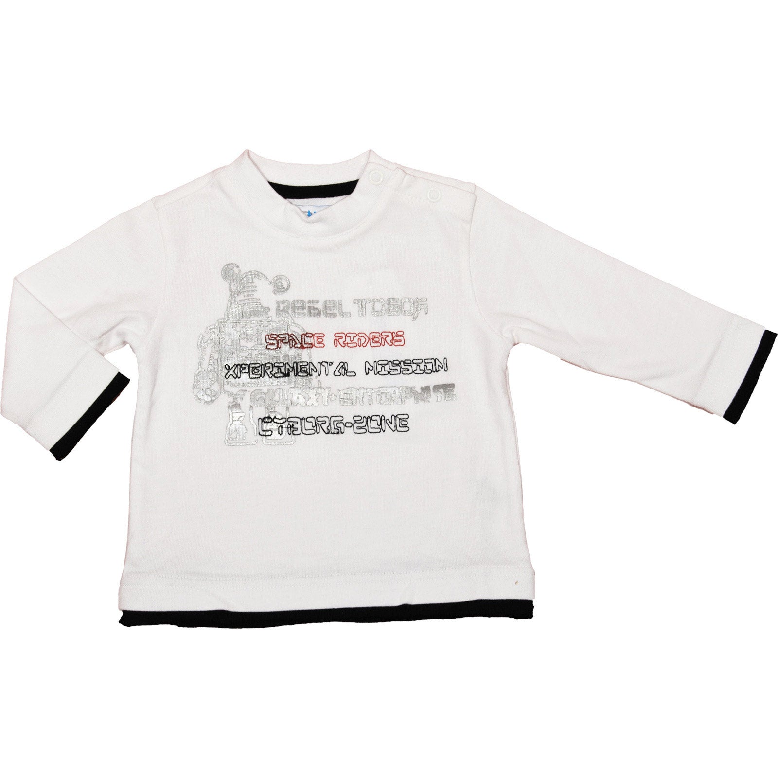 
  T-shirt manica lunga dellla linea abbigliamento bambino Mirtillo, con abbottonatura sulla spal...