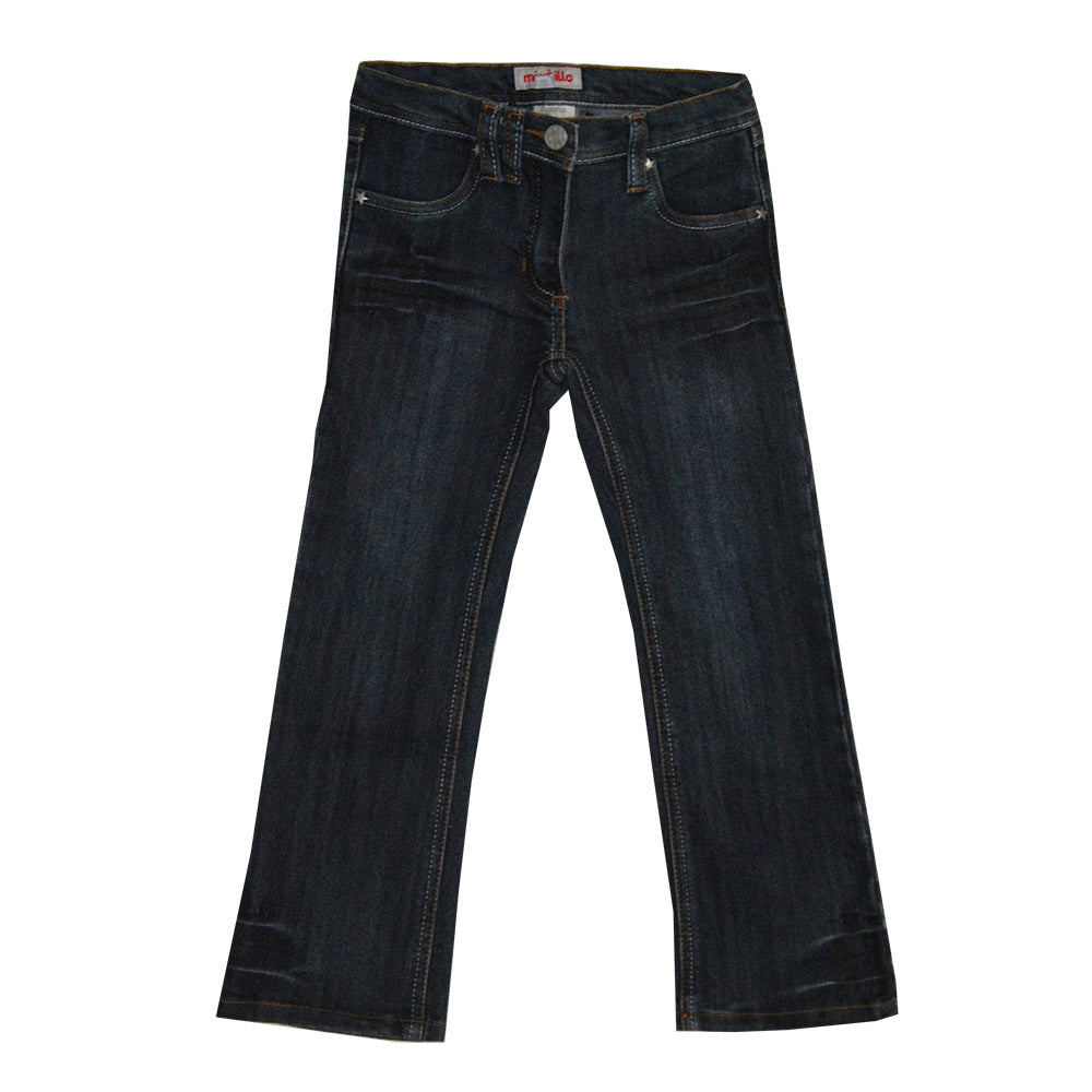 Jeans de la ligne vêtements fille Mirtillo avec dégradé à l'avant et à l'arrière. Taille réglable...