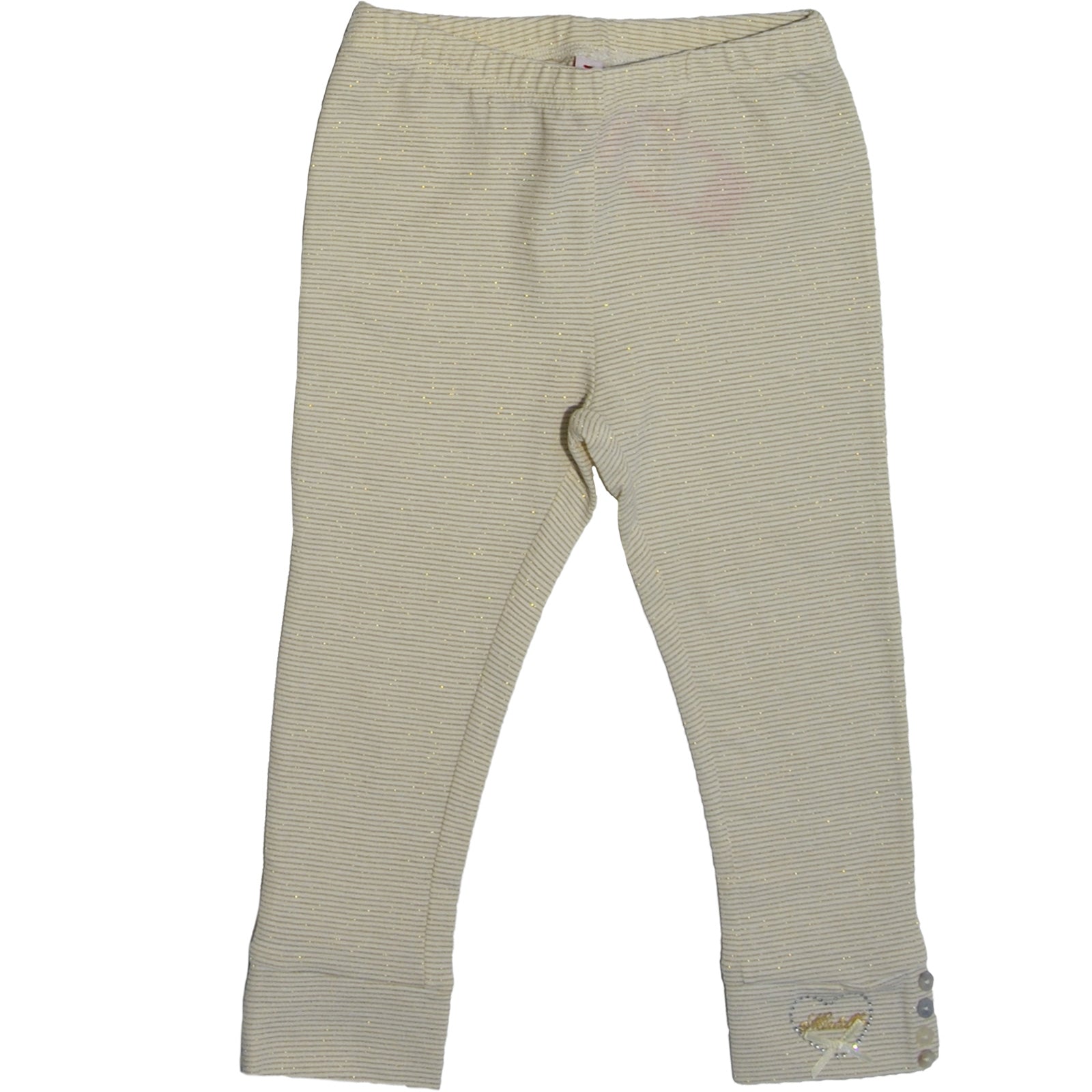 
  Leggins rigato dellla linea abbigliamento bambina Mirtillo, con applicazioni e bottoncini sul ...