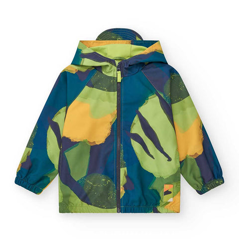 Giacchino impermeabile multicolore per bambini con cappuccio.