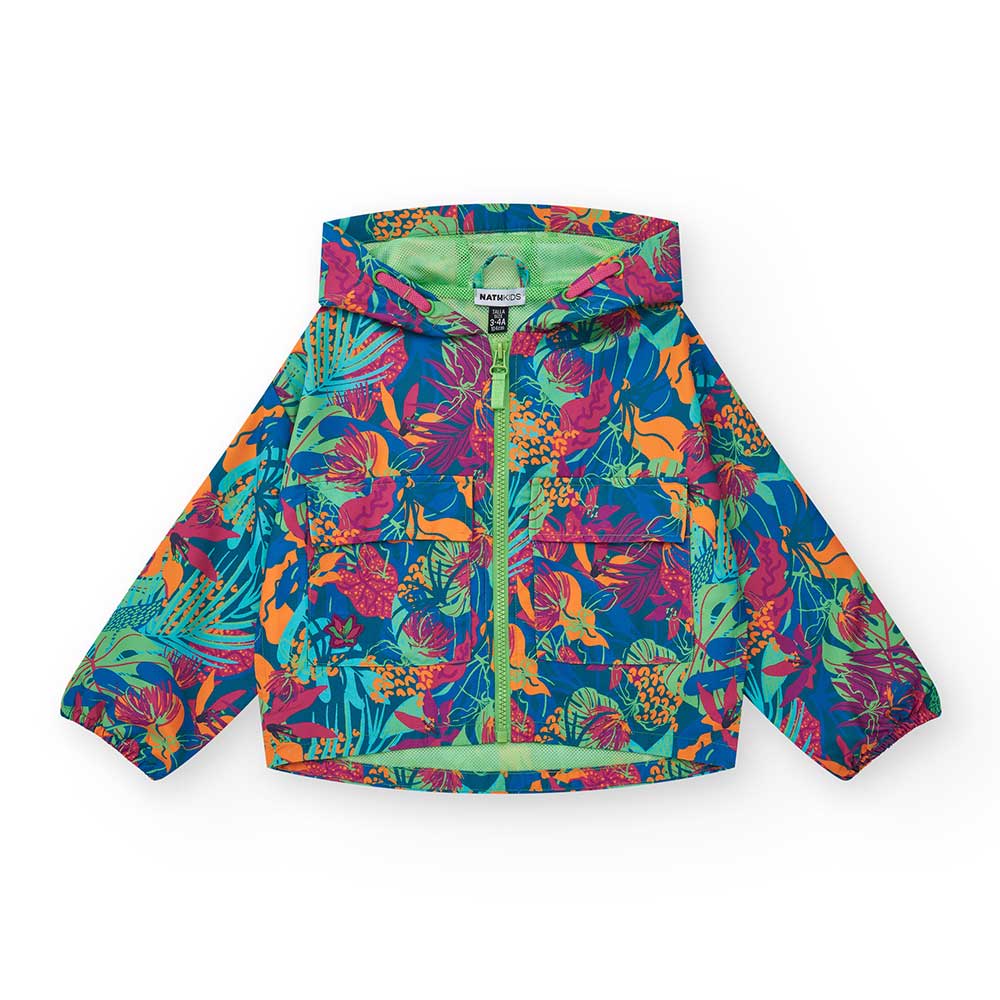 Giubbotto antivento della Linea Abbigliamento Bambina Nath Kids, con cappuccio e rete all'interno...