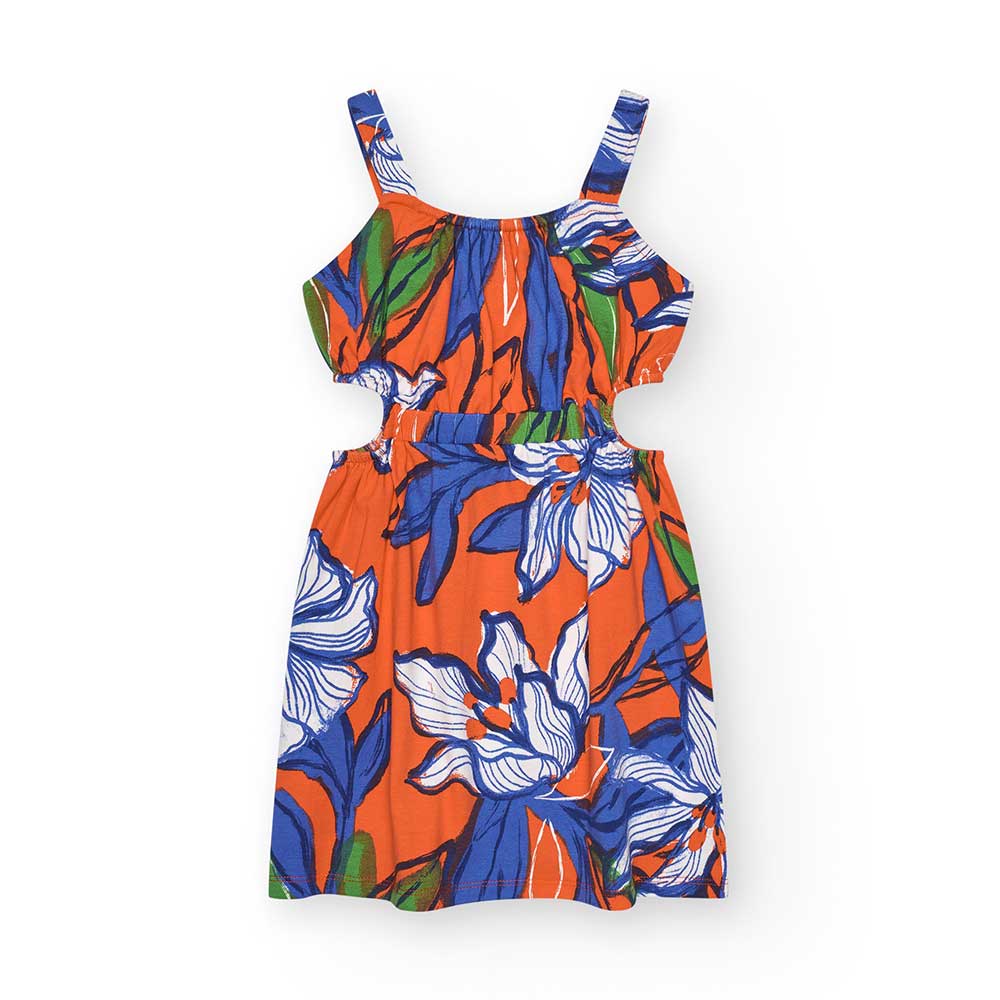 Abitino della Linea Abbigliamento Bambina Nath Kids, con bretelle strette, tagli sui fianchi e be...