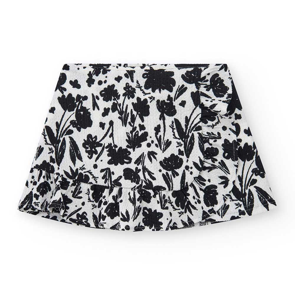 Nath Kids Girls' Clothing Line skirt shorts, with soft crepe fabric, and black floral pattern on ...
