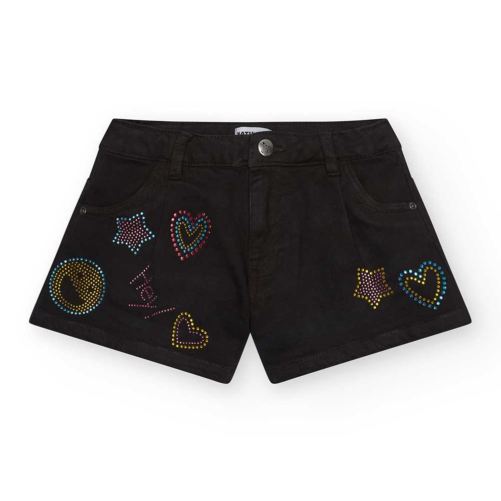 Shorts in denim della Linea Abbigliamento Bambina Nath Kids, modello con taglio svasato. Cinque t...