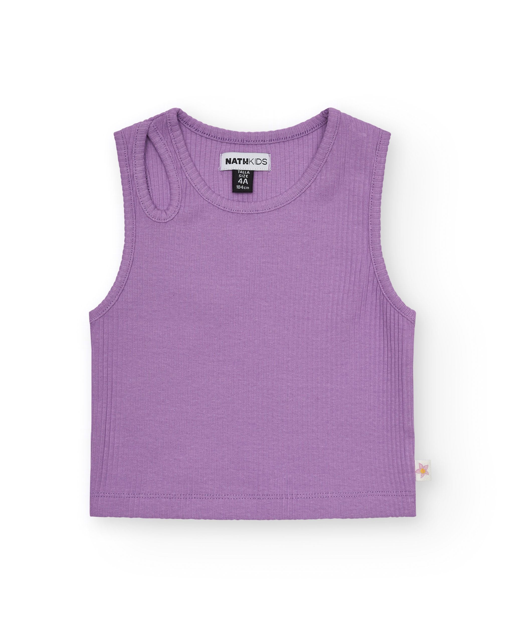 Canotta della Linea Abbigliamento Bambina Nath Kids, a costine e tinta unita. Modello corto adere...