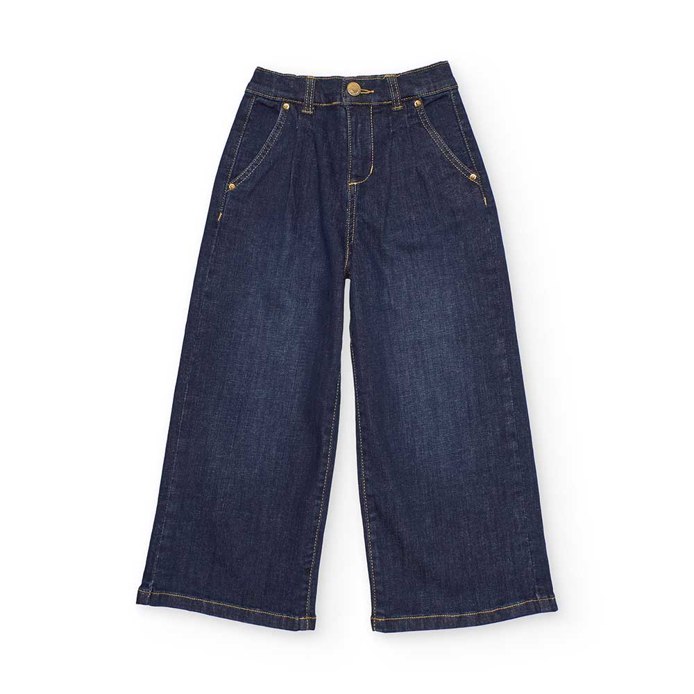 Pantalone jeans della Linea Abbigliamento Bambina Nath Kids, con lavaggio scuro, tessuto morbido ...