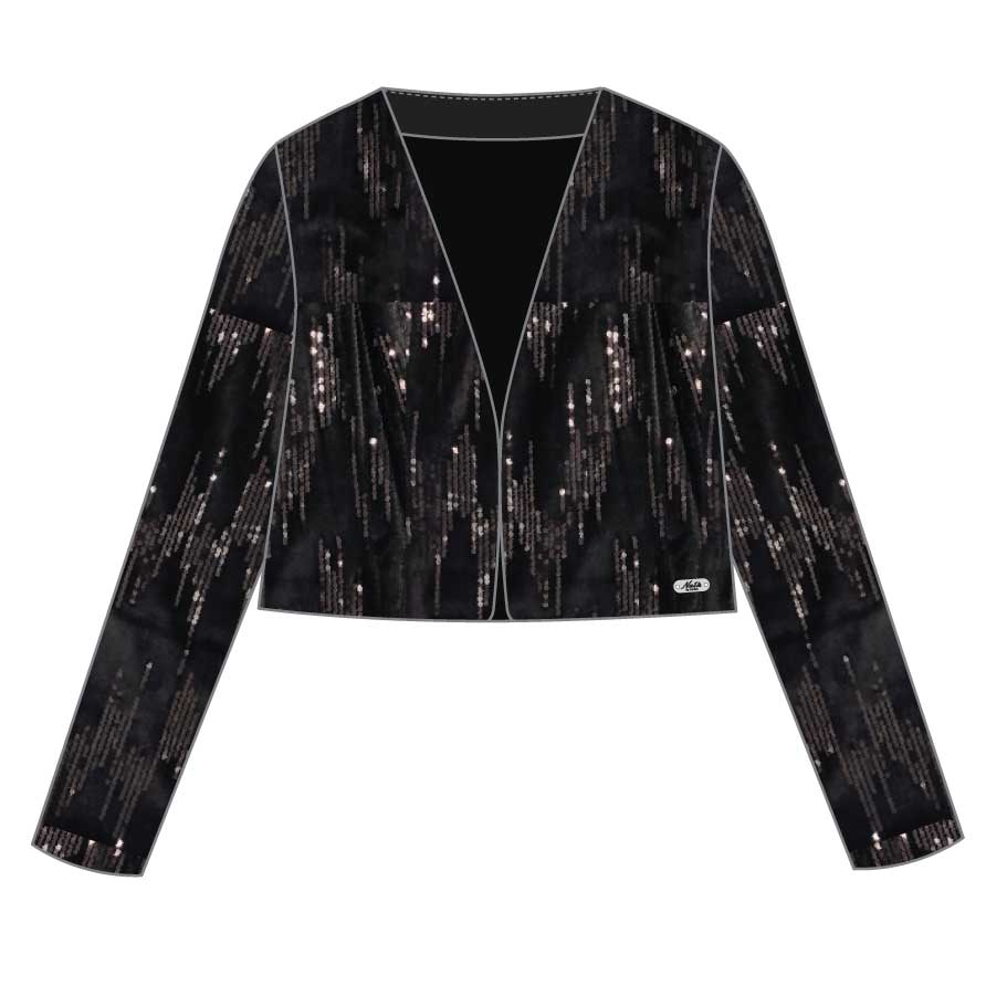 Questa giacca bolero impreziosita da paillettes è il tocco di luce perfetto per ogni occasione sp...