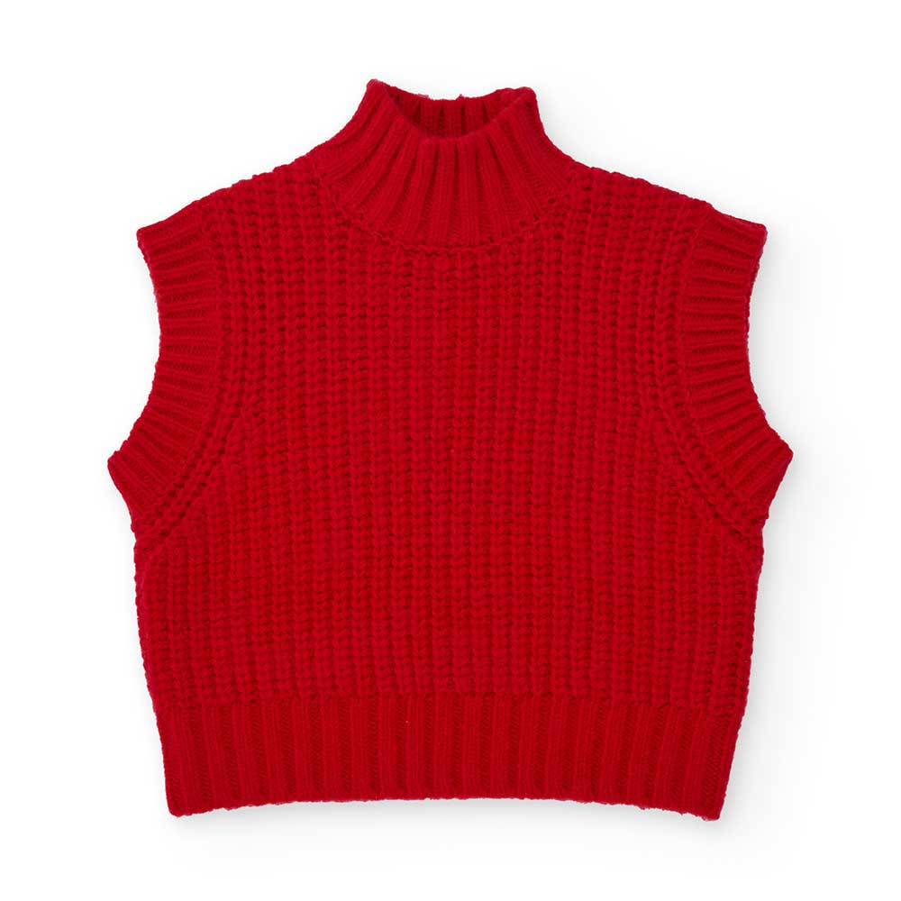 Gilet in maglia della Linea Abbigliamento Bambina Nath Kids, con mezzo collo e maglia inglese a c...
