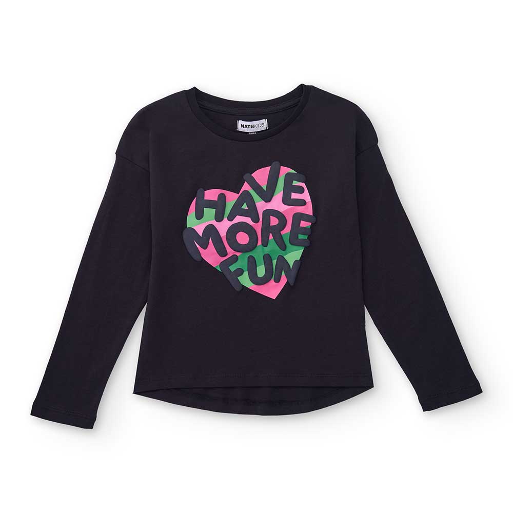 T-shirt à manches longues de la linea de vêtements pour fille Nath Kids, avec impression multicol...