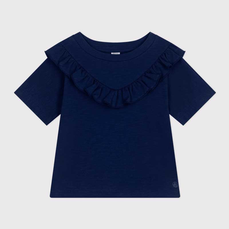 
T-shirt a maniche corte della Linea Abbigliamento Bambina Petit Bateau in jersey fiammato con ba...