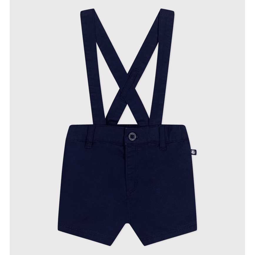
Shorts with suspenders from the Petit Bateau Children's Clothing Line in serge, a soft and pleas...