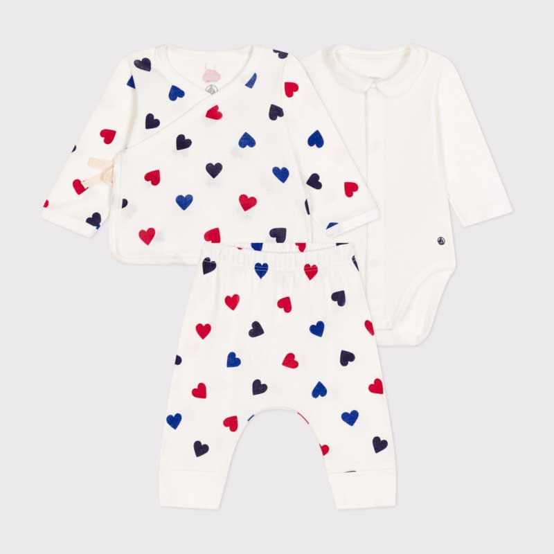 Cardigan, pantaloni e body unisex  della Linea Abbigliamento Petit Bateau a coste 1x1 , tessuto m...