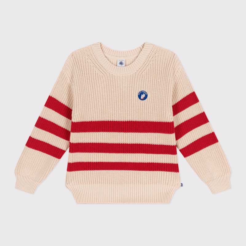 
Pullover from the Petit Bateau Children's Clothing Line in 100% cotton knit with placed stripes....