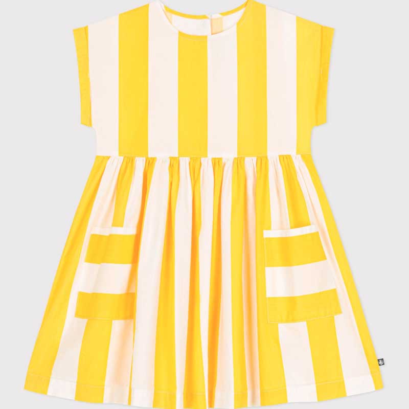Abito della Linea Abbigliamento Bambina Petit Bateau in tela leggera a righe alte, morbida e sott...