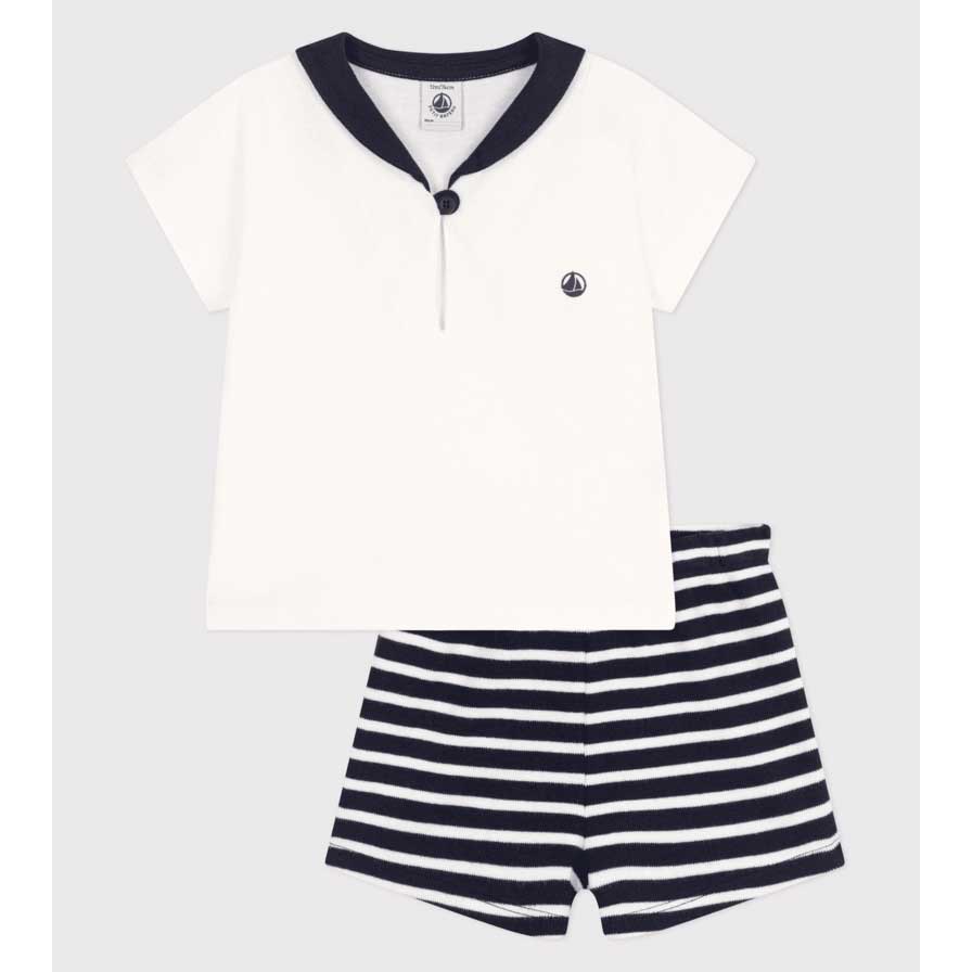 
Set der Kinderbekleidungslinie Petit Bateau aus 1x1 Rippstrick, einem elastischen und bequemen M...