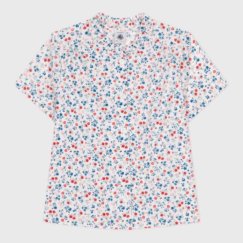 
Blusa della Linea Abbigliamento Bambina Petit Bateau con effetto camicia in tela leggera a fiori...