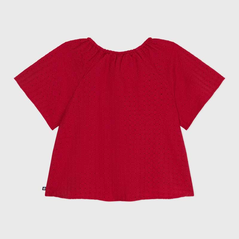 
Blusa della Linea Abbigliamento Bambina Petit Bateau in sangallo di popeline, una tela leggera e...