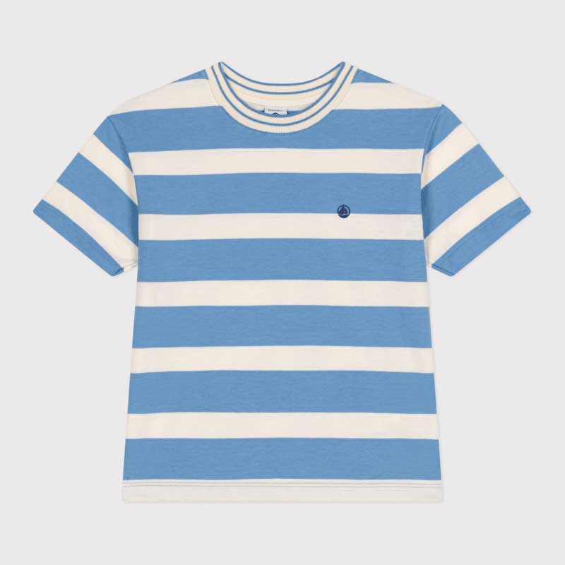 T-shirt  della Linea Abbigliamento Bambino Petit Bateau in leggero jersey a righe, un materiale m...