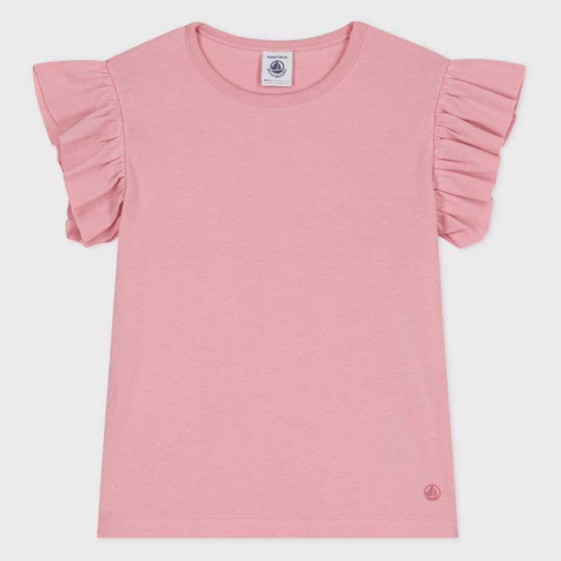 
T-shirt à manches courtes de la Ligne Vêtements Fille Petit Bateau en tissu côtelé 1x1, un tissu...