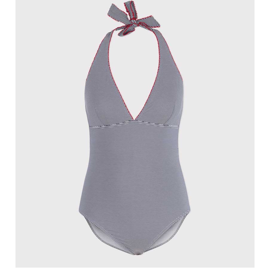 Costume da bagno intero della Linea Abbigliamento Donna Petit Bateau con motivo millerighe.
Top s...