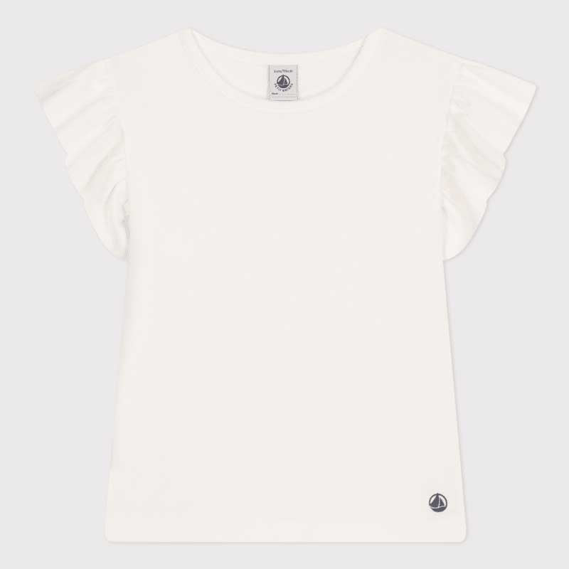 
T-shirt from the Petit Bateau Girls' Clothing Line in ribbed fabric, the emblematic material of ...