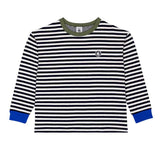 T-shirt a maniche lunghe a righe con scollo arrotondato e polsini a contrasto.