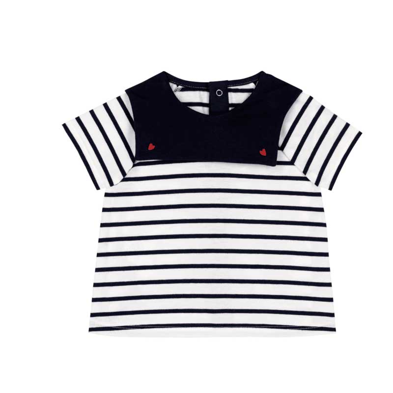 
Short-sleeved blouse from the Petit Bateau Girls' Clothing Line in jersey with an embroidered co...
