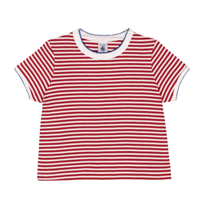 T-Shirt der Petit Bateau-Kinderbekleidungslinie mit Rippenstrick, aus weichem und dehnbarem Mater...