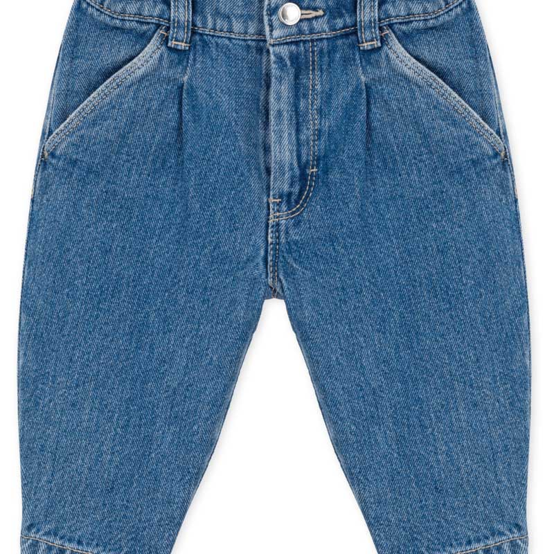 
Jeans from the Petit Bateau Children's Clothing Line; adjustable waistband with internal buttons...